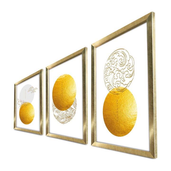 MDF-ből készült, keretezett díszfestmény (3 darabos készlet), Wallity, 38x53cm, 100% fa