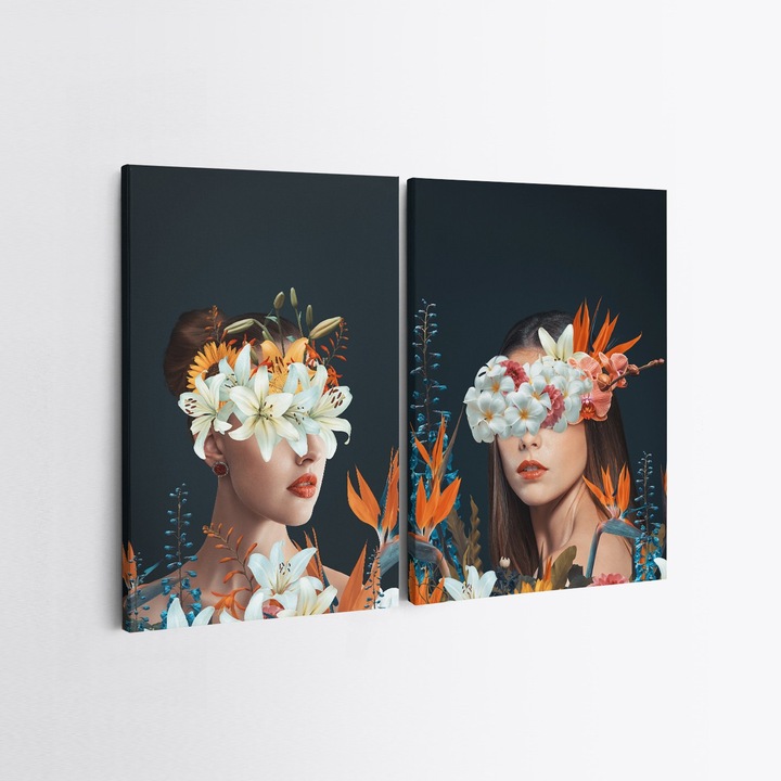 Dekoratív festmények, Wallity, 50x70cm, 2 darabos szett, 100% vászon, 100% fa