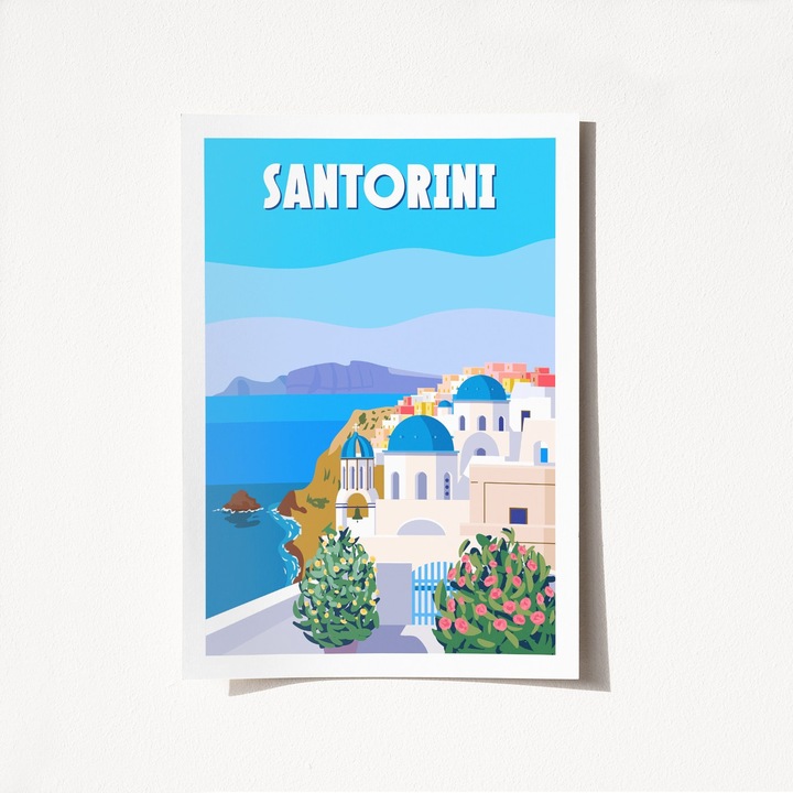 Santorini poszter A3, Wallity, 100% matt, 29,7x42cm