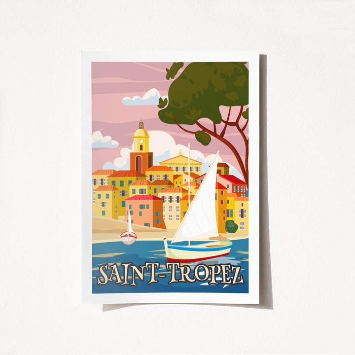 Poszter A3, Saint Tropez, 100% matt szatén, 29,7x42cm, keret nélkül