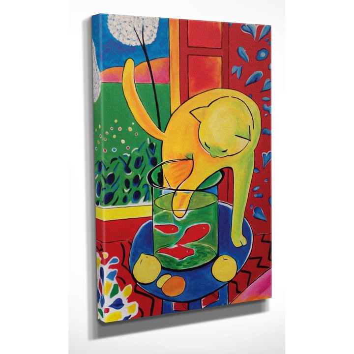 Dekoratív festmény, Wallity, macska vörös hallal, 30x40cm