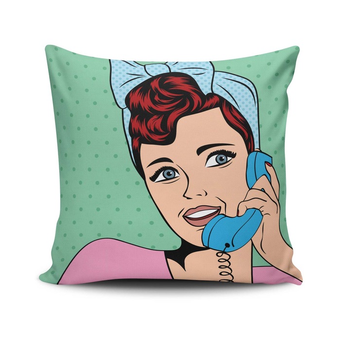 Perna decorativa, Deco, bumbac, poliester, 43x43cm, umplutura din silicon