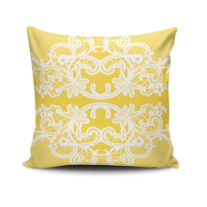 Perna decorativa Deco, 43x43cm, bumbac/poliester, galben