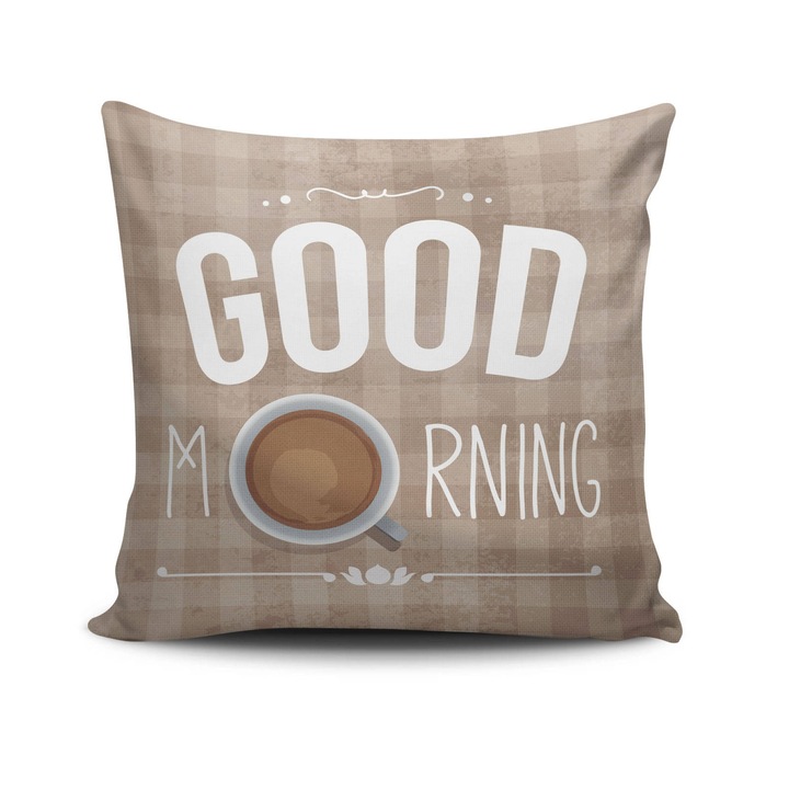 Perna decorativa Deco 43x43cm bumbac poliester siliconic alb