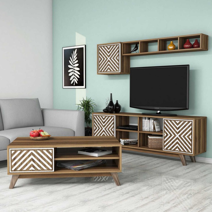 Set mobilier living, Woody Fashion, placaj melaminat, 4 piese