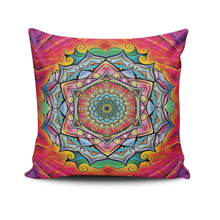 Perna decorativa, Deco, mandala-37, 43x43cm, umplutura din silicon, lavabila