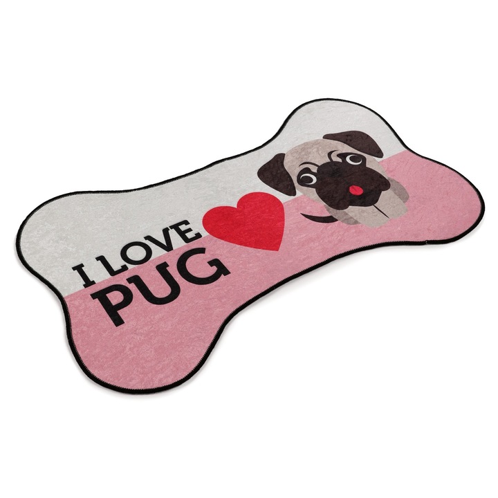 Szőnyeg, Conceptum Hypnose, I Love Pug, antibakteriális, 60x100cm