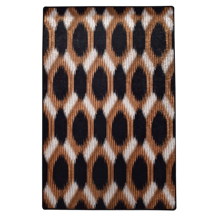 Covor de hol, Conceptum Hypnose, 80x150cm, antibacterian, non-alunecare, aurie si neagra