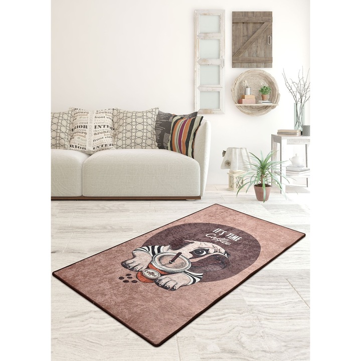 Covor de hol, Conceptum Hypnose, 80x150cm, antibacterian, non-slip, cafea