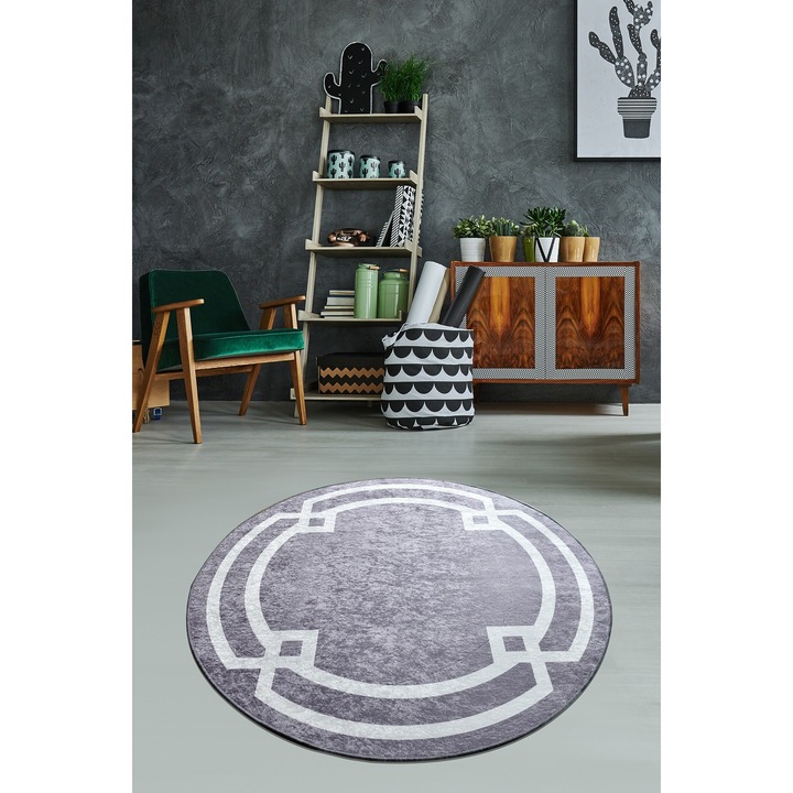 Килим, Conceptum Hypnose, 140 см, антибактериален, неплъзгащ се, 10 мм, перещ се, перлен