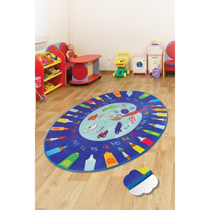 Килим, Conceptum Hypnose, 200x290 см, син, височина 10 мм, антибактериален, неплъзгащ се гръб