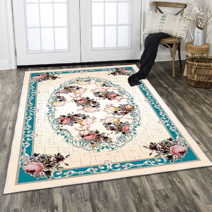 Covor de hol, Conceptum Hypnose, 80x300cm, catifea, antiderapant, albastru