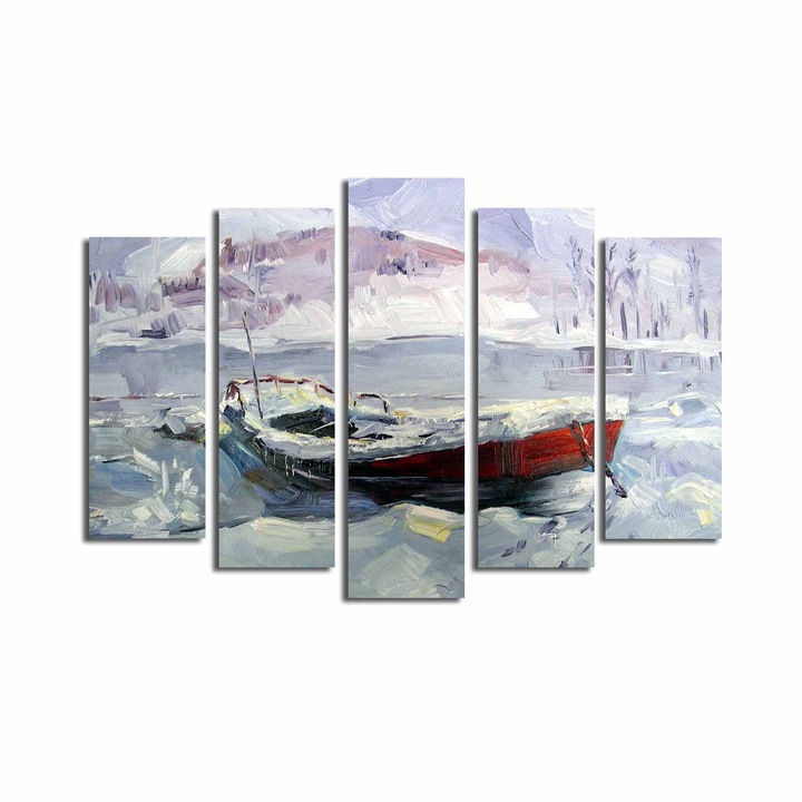 5 darabos dekoratív festménykészlet, Wallity, 105x70cm, 100% velúr, fa keretben