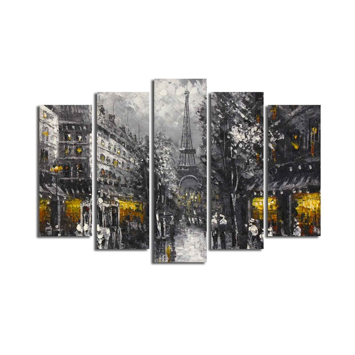 5 darabos dekoratív festménykészlet, Wallity, 105x70cm, 100% velúr, fa keretben