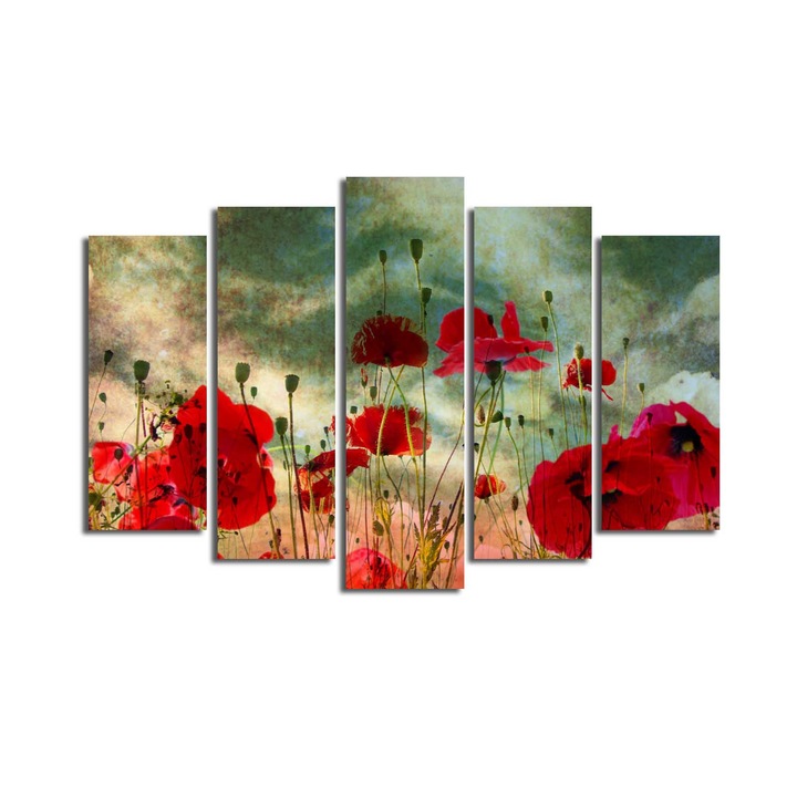 Dekoratív festmény vászonra (5 darabos készlet), Wallity, 105x70cm, 100% fa