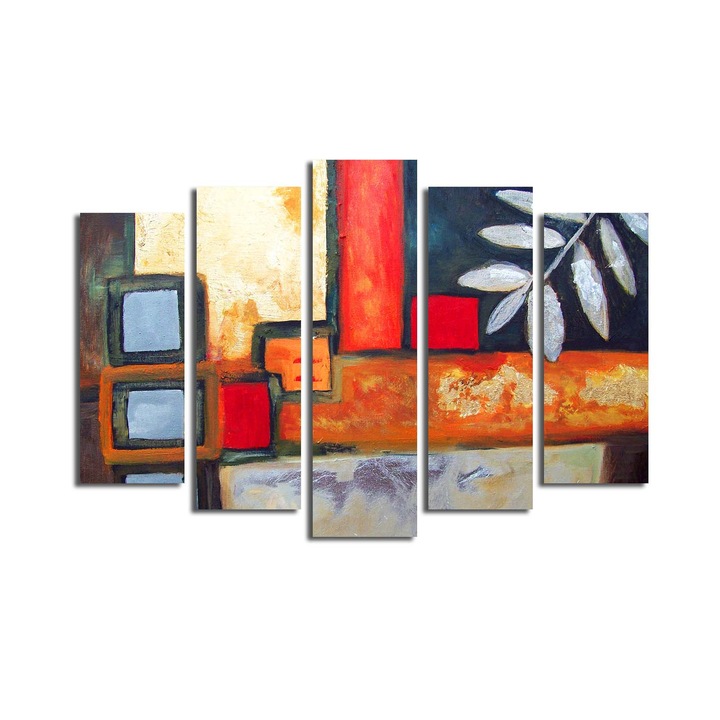 5 darabos dekoratív festménykészlet, Wallity, 105x70cm, 100% velúr, fa keretben