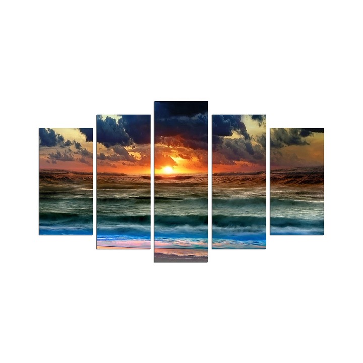 Tablou decorativ set 5 piese, Wallity, 20x60cm, 20x50cm, 20x40cm, 110x60cm