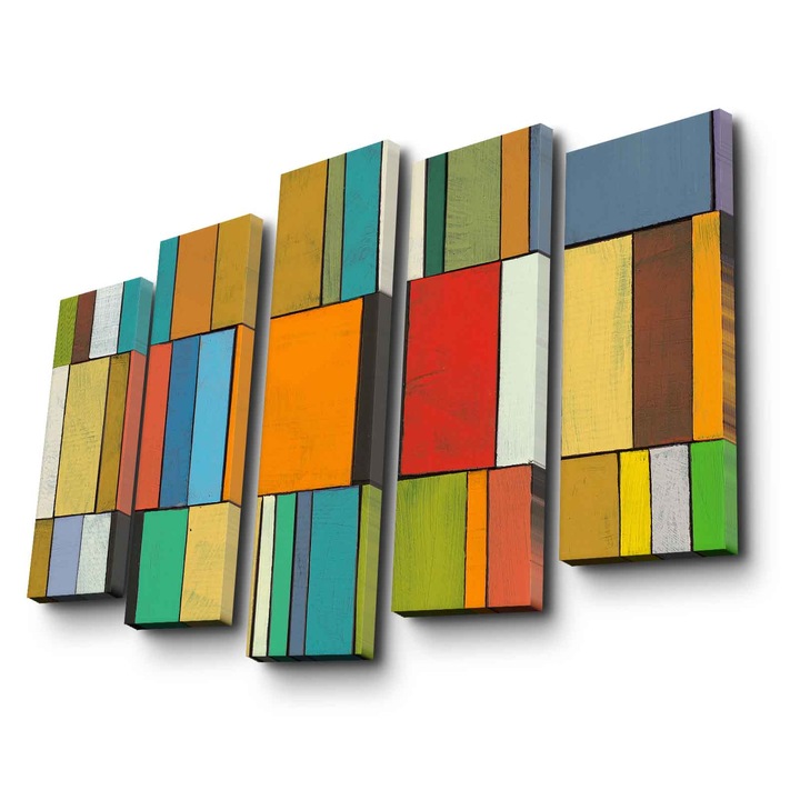 5 darabos dekoratív festménykészlet, Wallity, 105x70cm, 100% velúr, fa keretben