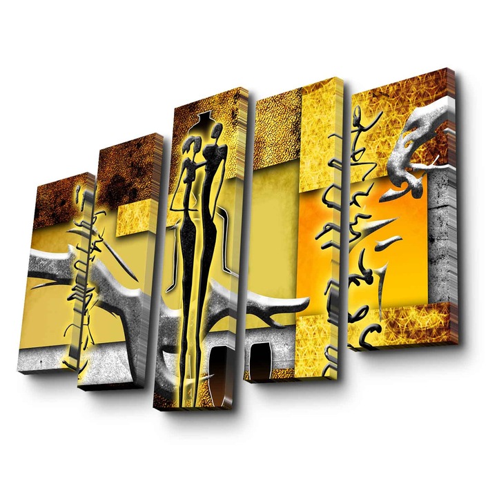 Dekoratív festmény vászonra (5 darabos készlet), Wallity, 105x70cm, 100% fa