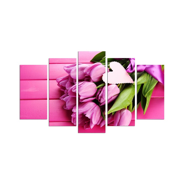 Tablou decorativ set 5 piese, Wallity, 20x60cm, 20x50cm, 20x40cm, 110x60cm