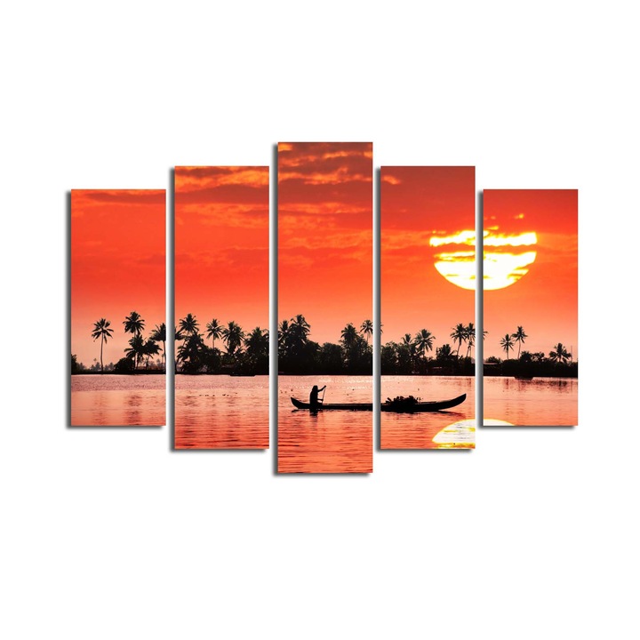 5 darabos dekoratív festménykészlet, Wallity, 105x70cm, 100% velúr, fa keretben