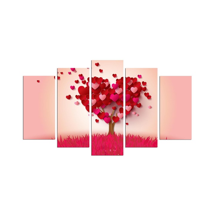 Tablou decorativ set 5 piese, Wallity, 20x60cm, 20x50cm, 20x40cm, 110x60cm