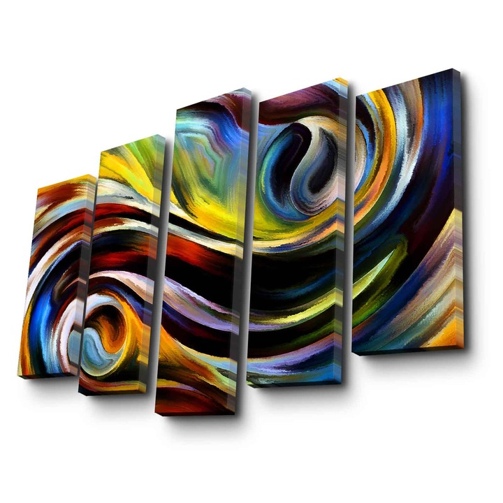 5 darabos dekoratív festménykészlet, Wallity, 105x70cm, 100% velúr, fa keretben