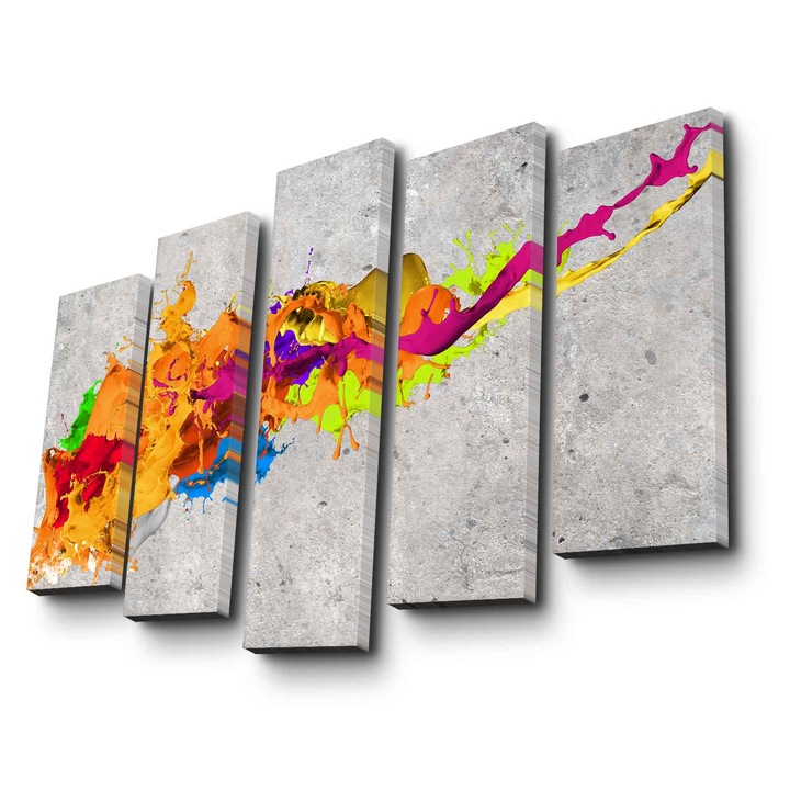 Dekoratív festmény vászonra (5 darabos készlet), Wallity, teljes méret 105x70cm, fa keretben