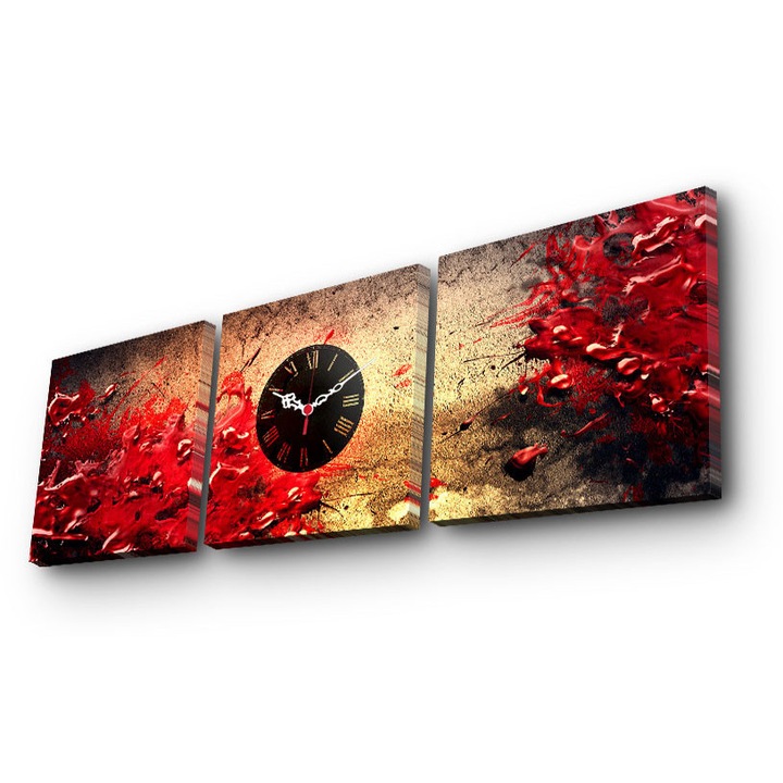 Ceasuri decorative, Wallity, set 3 piese, 28x28cm, 90x28cm, lemn