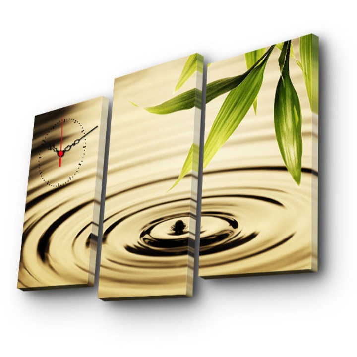 Dekoratív vászon falióra (3 darabos szett), Wallity, 20x39cm, 20x45cm, 66x45cm, fa