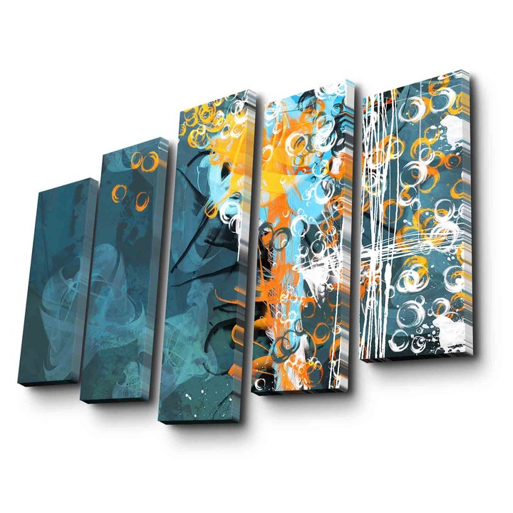 5 darabos dekoratív festménykészlet, Wallity, 105x70cm, 100% velúr, fa keretben