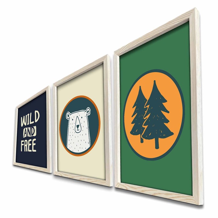 Keretezett díszfestmények, Wallity, 3 darabos szett, 100% MDF, 38x53cm/db, teljes méret 118x53cm