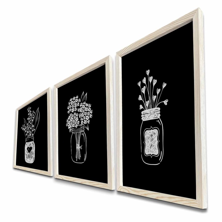 Dekoratív festmény MDF keretek (3 darabos készlet), Wallity, 38x53cm, 118x53cm