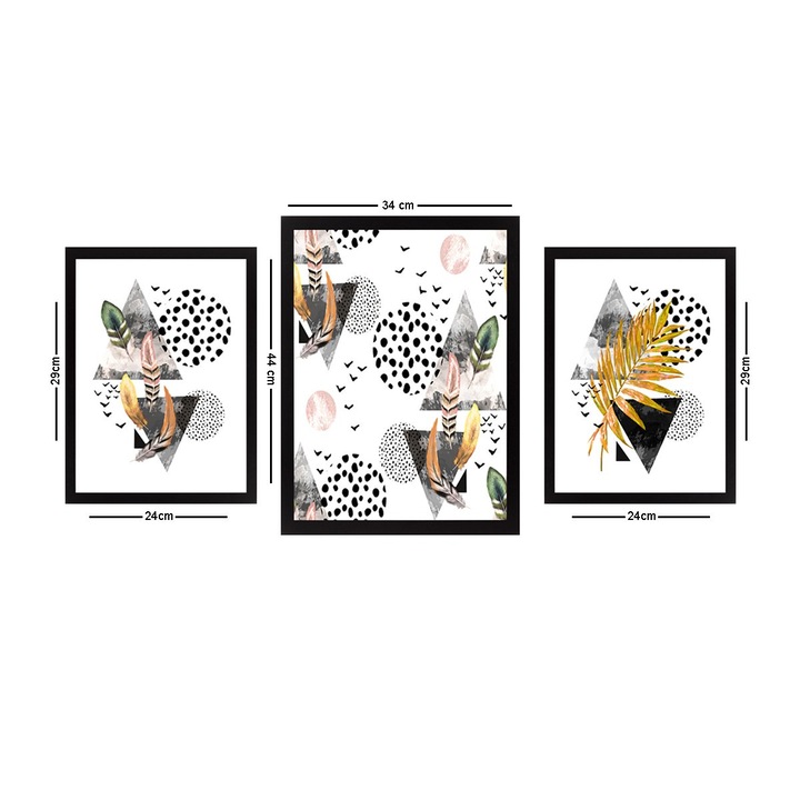 Tablouri decorative, set 3 piese, Wallity, 24x29cm, 34x44cm, multicolor