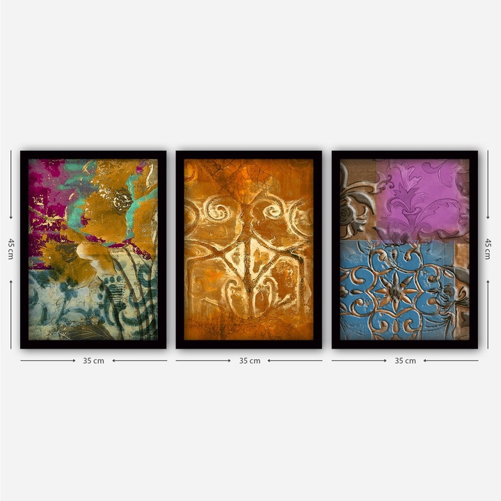 Keretezett díszfestmények (3 db-os készlet), Wallity, 35x45cm, 100% MDF, 100% műanyag