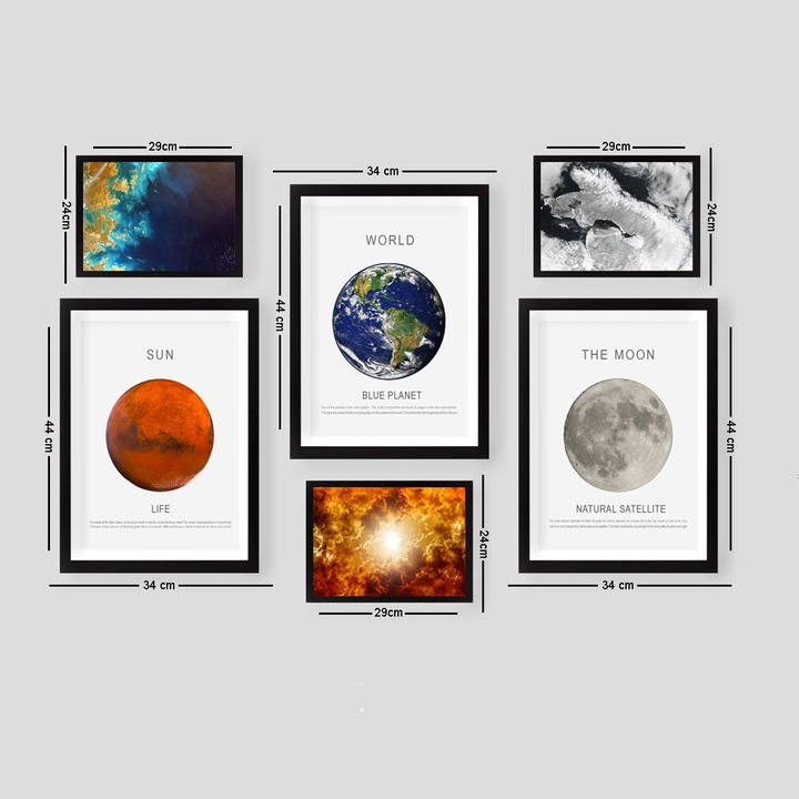 Dekoratív festmények, 6 darabos készlet, Wallity, 24x29cm, 34x44cm, MDF