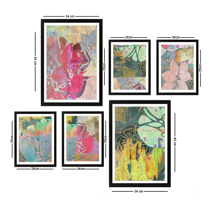 Dekoratív festmények, 6 darabos készlet, Wallity, 24x29cm, 24x44cm, MDF