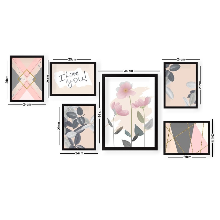 MDF díszképek (6 darabos készlet), Wallity, 24x29cm, 24x44cm