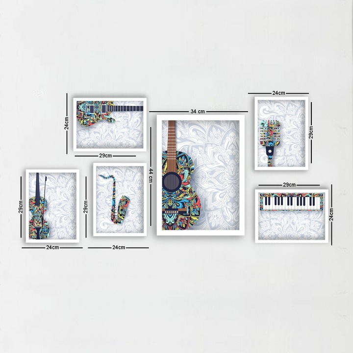 Dekoratív festmények, 6 darabos készlet, Wallity, 24x29cm, 24x44cm, MDF