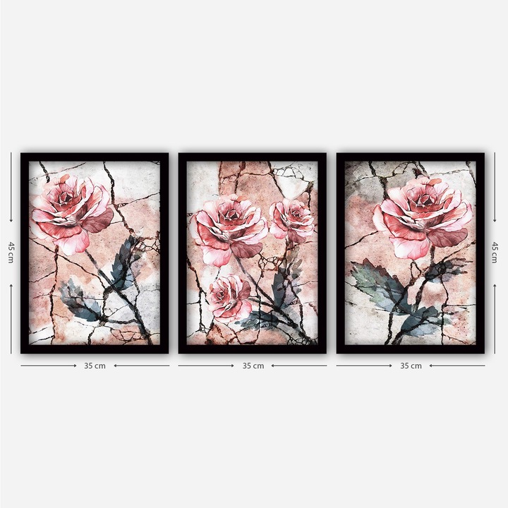 Keretezett díszfestmények (3 db-os készlet), Wallity, 35x45cm, 100% MDF, 100% műanyag