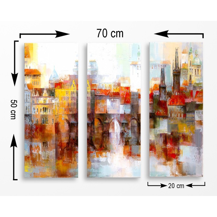 Dekoratív festmények, Wallity, 3 darabos készlet, 20x50cm/db, összesen 70x50cm, MDF 3mm