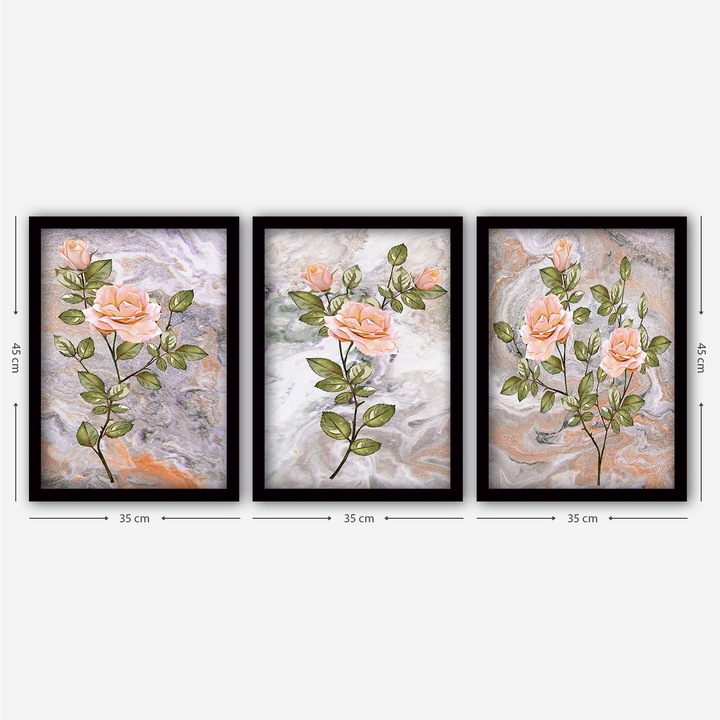 Keretezett díszfestmények (3 db-os készlet), Wallity, 35x45cm, 100% MDF, 100% műanyag
