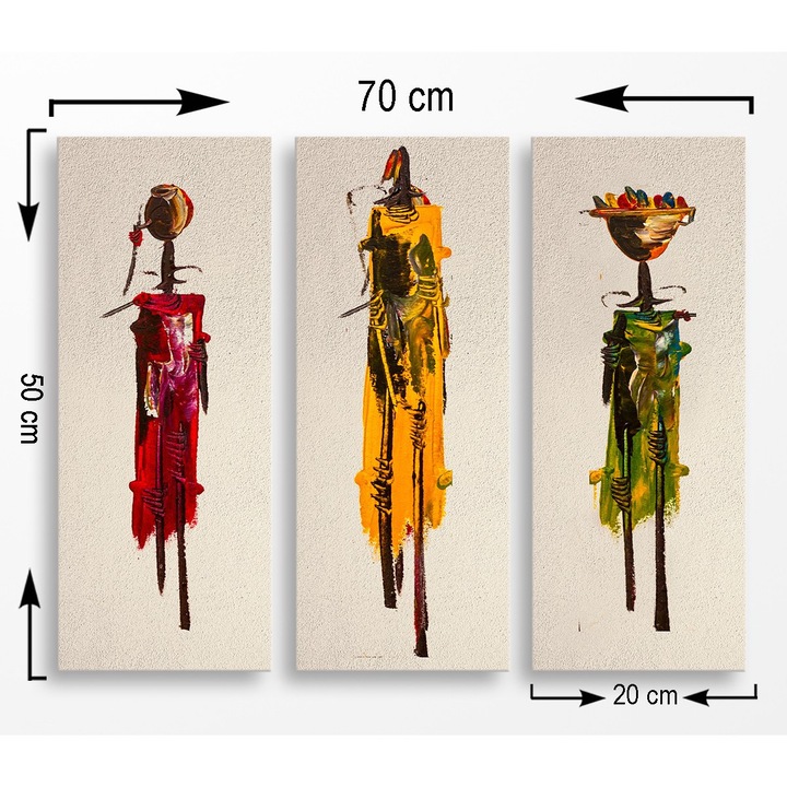 Dekoratív festmények, Wallity, 3 darabos készlet, 20x50cm/db, összesen 70x50cm, MDF 3mm