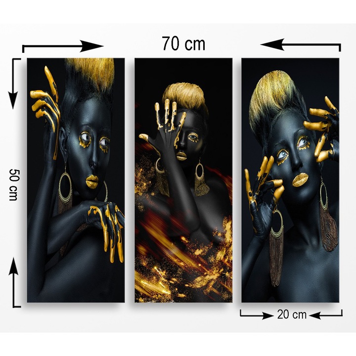 Dekoratív festmények, Wallity, 3 darabos készlet, 20x50cm/db, összesen 70x50cm, MDF