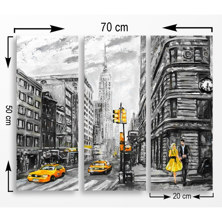 Dekoratív festmények, 3 darabos készlet, Wallity, 20x50cm/db, 70x50cm összesen, 3 mm-es mdf