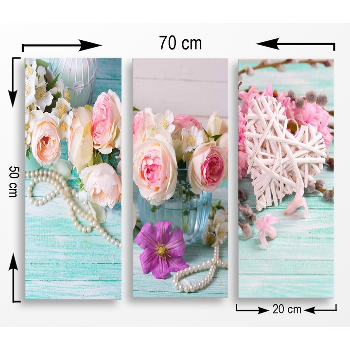 Dekoratív festmények, Wallity, 3 darabos készlet, 20x50cm/db, összesen 70x50cm, MDF 3mm