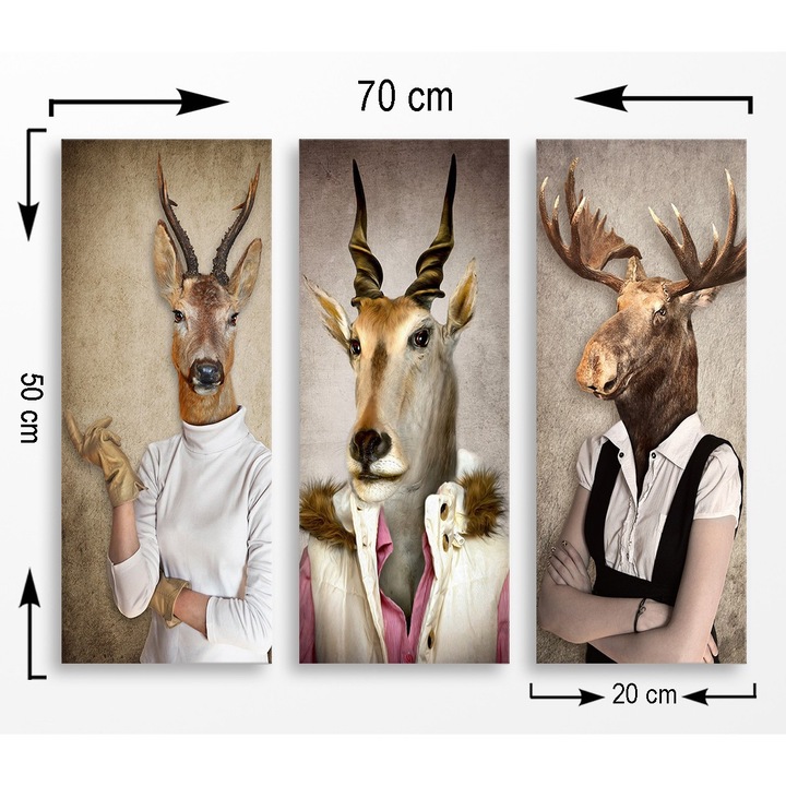 Dekoratív festmények, Wallity, 3 darabos készlet, 20x50cm/db, összesen 70x50cm, MDF 3mm