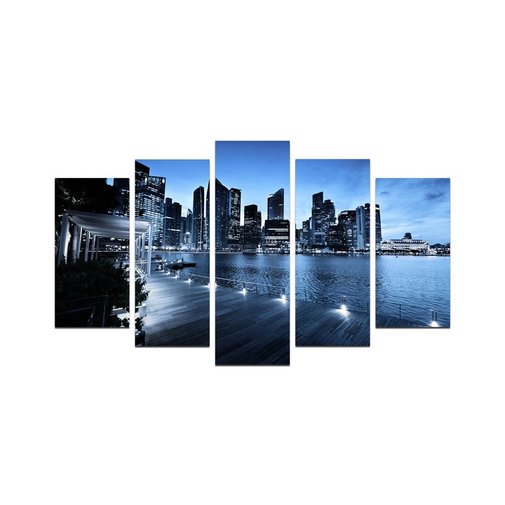 Tablou decorativ set 5 piese, Wallity, 20x60cm, 20x50cm, 20x40cm, 110x60cm