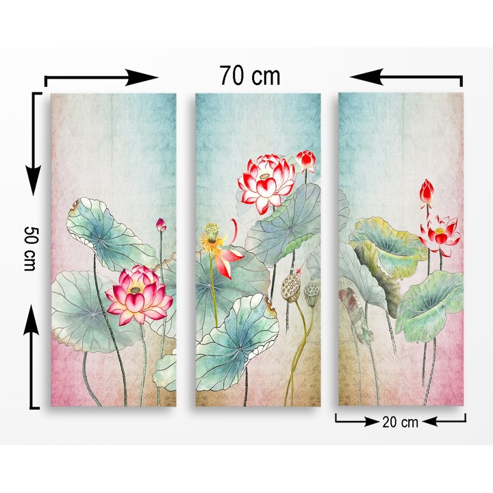 Dekoratív festmények, Wallity, 3 darabos készlet, 20x50cm/db, összesen 70x50cm, MDF 3mm
