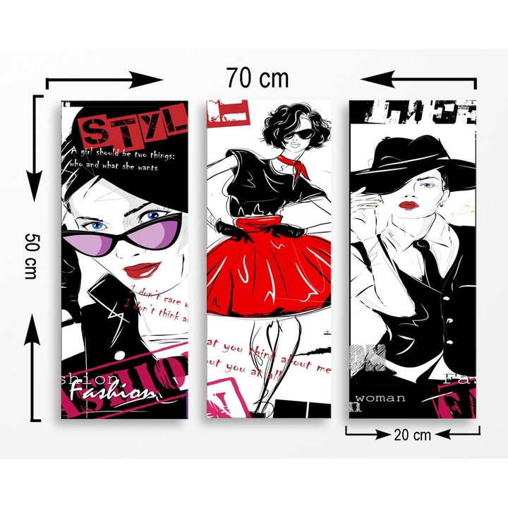 Dekoratív festmények, 3 darabos készlet, Wallity, 70x50cm, mdf 3mm